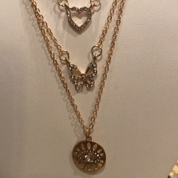 Necklace Multilayered Zinc Alloy heart butterfly - Picture 7 of 10